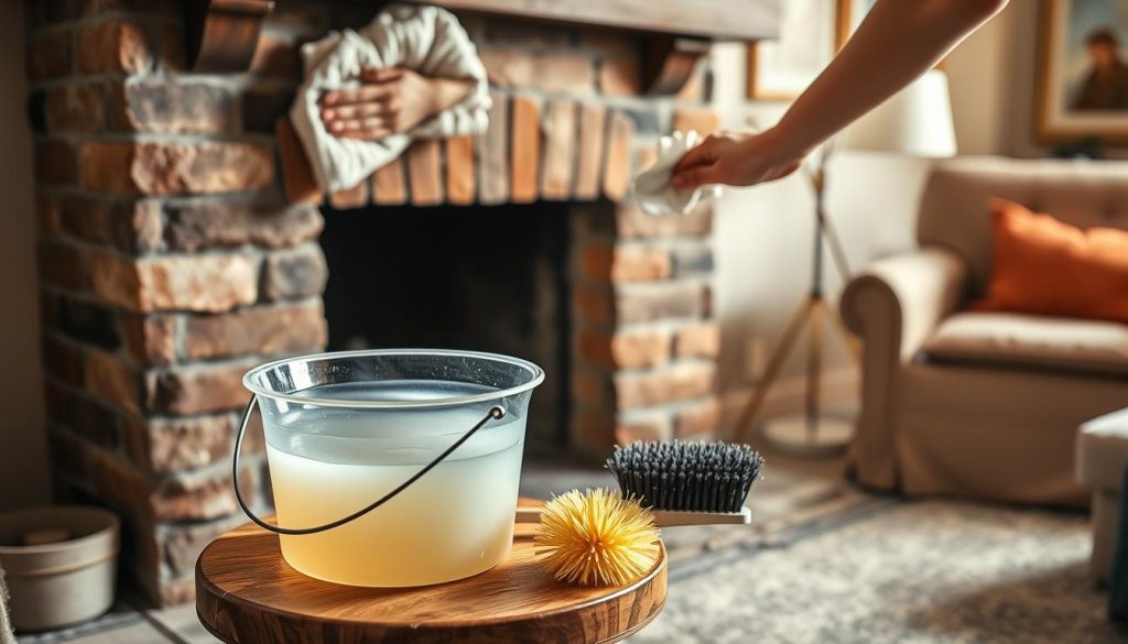 how to clean around fireplace